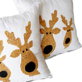 Reindeer Embroidered Pillow Cover (Set of 1)