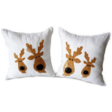 Reindeer Embroidered Pillow Cover (Set of 1)