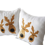 Reindeer Embroidered Pillow Cover (Set of 1)