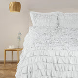 400TC Sateen Solid Cotton Waterfall Ruffle Duvet Cover Set