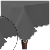 Scallop Embroidery Sateen Cotton Solid Table Cloth - Dark Grey