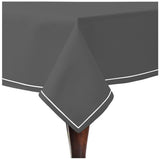 Single Embroidery Border Sateen Cotton Solid Table Cloth - Dark Grey