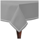 Single Embroidery Border Sateen Cotton Solid Table Cloth - Light Grey