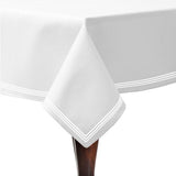 Triple Embroidery Border Sateen Cotton Solid Table Cloth