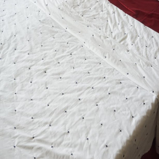 Plus-Stitch Cotton Bed Coverlet