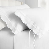 400TC Cotton Scallop Embroidery & Border Sateen Solid Top Sheet