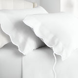 400TC Cotton Scallop Embroidery Sateen Solid Pillowcases (Set Of 2)
