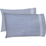 200TC Yarn Dyed Chambray Indigo Blue Triple Embroidery Sheet Set