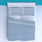 200TC Yarn Dyed Chambray Indigo Blue Triple Embroidery Sheet Set