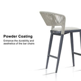 PURPLE LEAF Outdoor Bar Stools Set of 2, All-Weather Rope Wicker Aluminum Patio Bar Chairs for Deck, Balcony, Garden, Kitchen Island