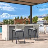 PURPLE LEAF Counter Height Bar Stool Set of 2 Outdoor Stool Chair with Footrest Patio Bar Height Stools Rattan Barstools for Outdoor or Indoor