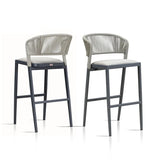 PURPLE LEAF Counter Height Bar Stool Set of 2 Outdoor Stool Chair with Footrest Patio Bar Height Stools Rattan Barstools for Outdoor or Indoor
