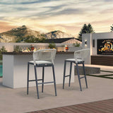 PURPLE LEAF Outdoor Bar Stools Set of 2, All-Weather Rope Wicker Aluminum Patio Bar Chairs for Deck, Balcony, Garden, Kitchen Island