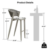PURPLE LEAF Counter Height Bar Stool Set of 2 Outdoor Stool Chair with Footrest Patio Bar Height Stools Rattan Barstools for Outdoor or Indoor