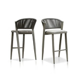 PURPLE LEAF Counter Height Bar Stool Set of 2 Outdoor Stool Chair with Footrest Patio Bar Height Stools Rattan Barstools for Outdoor or Indoor