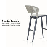 PURPLE LEAF Outdoor Bar Stools Set of 2, All-Weather Rope Wicker Aluminum Patio Bar Chairs for Deck, Balcony, Garden, Kitchen Island