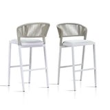 PURPLE LEAF Outdoor Bar Stools Set of 2, All-Weather Rope Wicker Aluminum Patio Bar Chairs for Deck, Balcony, Garden, Kitchen Island