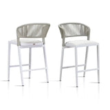 PURPLE LEAF Outdoor Bar Stools Set of 2, All-Weather Rope Wicker Aluminum Patio Bar Chairs for Deck, Balcony, Garden, Kitchen Island