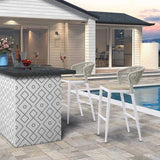 PURPLE LEAF Outdoor Bar Stools Set of 2, All-Weather Rope Wicker Aluminum Patio Bar Chairs for Deck, Balcony, Garden, Kitchen Island