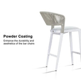 PURPLE LEAF Outdoor Bar Stools Set of 2, All-Weather Rope Wicker Aluminum Patio Bar Chairs for Deck, Balcony, Garden, Kitchen Island