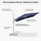 PURPLE LEAF White Outdoor Umbrella Left-Right Tilting Patio Cantilever Umbrella