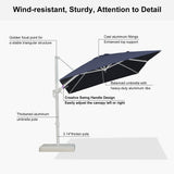 PURPLE LEAF White Outdoor Umbrella Left-Right Tilting Patio Cantilever Umbrella