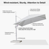 PURPLE LEAF White Outdoor Umbrella Left-Right Tilting Patio Cantilever Umbrella