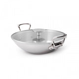 Mauviel M'COOK 5-Ply Wok With Rack, Two Cast Stainless Steel Handles, 12.6-In
