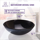 Arc Series 17 in. Bathroom Vessel Sink with Scratch-Tough and Stain-Resistant Non-Porous Surface in Blue Glass