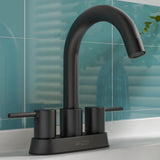 Remnants Series 4 in. Centerset Double Handle Mid Arc Bathroom Sink Faucet with Drain Kit and Deckplate Included