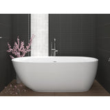 Ami Series 67 in. x 30 in. Flat Bottom Acrylic Freestanding 91 Gallon Soaking Bathtub with Center Drain in Glossy White