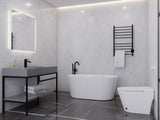 ANZZI Chand Series 55" - 67" Flat Bottom Freestanding Soaker Tub with Ergonomic Design, Rhino Alloy Certified Acrylic, and Center Drain