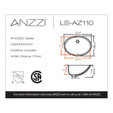 Rhodes Series 17 in. Ceramic Undermount Sink Basin in White