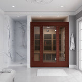 Curacao 3-Person Carbon FAR Infrared Hemlock Wooden Indoor Home Sauna Room with LED Touch Control Panel