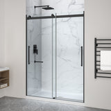 Stellar Series 76 in. x 45-48 in. Sliding Frameless Shower Door with Alcove Shower Base - Multiple Finishes