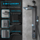 Dion Series 39 in. 2-Jetted Shower Tower with Heavy Rain Shower and Body Jets and Spray Wand