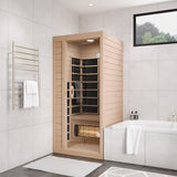 Lucia 1- Person Indoor Hemlock Wooden Carbon FAR Infrared Home Sauna Room with LED Touch Control Panel and Heater
