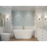 Kosima Series 67 in. x 28 in. Flat Bottom Solid Surface Freestanding Soaking Bathtub with Center Drain in Matte White