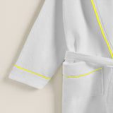 Shawl Collar Cotton Bath Robe with Border Embroidery