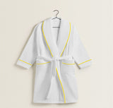Shawl Collar Cotton Bath Robe with Border Embroidery