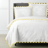 Allena 400TC Cotton Scallop Embroidery Sateen Solid Duvet Cover Set