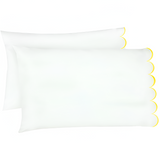 Allena 400TC Cotton Scallop Embroidery Sateen Solid Pillowcases (Set Of 2)