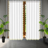 Ashley 400TC Sateen Cotton Traingle Embroidery Curtain (Set Of 2)