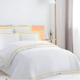 400TC Cotton Double Edge Embroidery Sateen Solid Duvet Cover Set