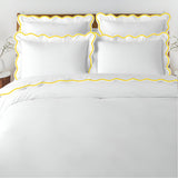 400TC Cotton Scallop Embroidery Sateen Solid Duvet Cover Set