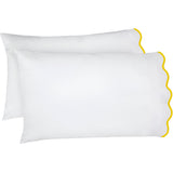 400TC Cotton Scallop Embroidery Sateen Solid Pillowcases (Set Of 2)