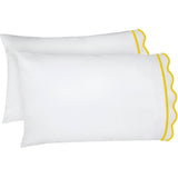 400TC Cotton Scallop Embroidery & Border Sateen Solid Pillowcases (Set Of 2)