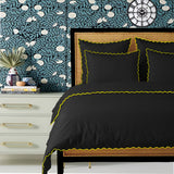 Black 400TC Cotton Small Scallop Embroidery Duvet Cover Set