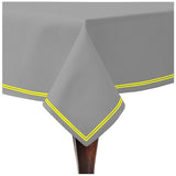 Double Embroidery Border Sateen Cotton Solid Table Cloth - Light Grey