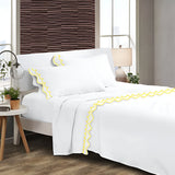 400TC Cotton Sateen Double Scallop Embroidery Sheet Set